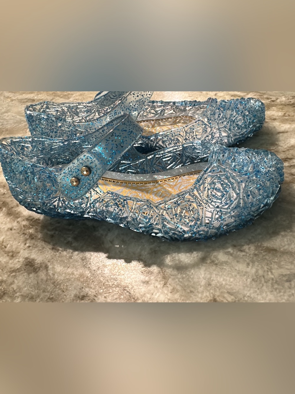 Girls' Blue Glitter Jelly Mary Jane Dress Shoes